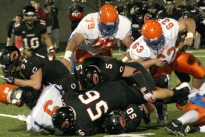 Camas High School senior Odin Coe (57) is thrilled to be one of the four defensive linemen on the Class 3A all-state football team. He was the only all-state selection from the 3A Greater St. Helens League by the Washington Associated Press.