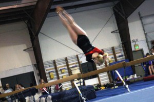 Amy Siebenthaler finished first on the floor and third in the all-around for Camas at the 3A district gymnastics meet Friday, at Naydenov.