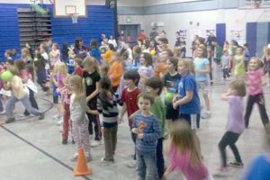 Family Fitness Night featured a game called "Ultimate Energy Ball," similar to Dodge ball, where players learned about protein, carbohydrates and fat in food.