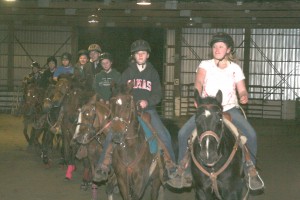 Riding side-by-side in the drill event makes the Camas High School equestrians feel more unified. The drill team includes Krysta Purviance, Emily Watson, Jordan Moore, Chris Allen, Sade Allen, Hanna Firstenburg, Randi Hirn, McKenzie Kuhlman, Megan Templer and Kristi Weese.