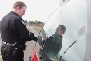 Camas Police Officer Tim Dickerson stopped the driver of a Dodge Caravan, after he saw her talking on her cell phone Wednesday, on Northwest 38th Avenue near Grass Valley Park. He issued several $124 tickets, as part of an effort to dissuade individuals from talking or texting while driving.