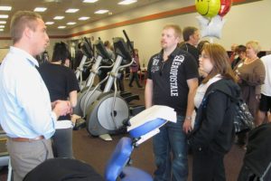 Individuals who attended the Camas-Washougal Chamber of Commerce grand opening and ribbon cutting event at Camas SNAP Fitness 24/7 had opportunities to try out the Matrix and Cybex equipment, as well as meet the owners Doug and Jodi Vaughan (not pictured). The April 7 event also included complimentary wine and cheese, raffle prizes and giveaways. SNAP Fitness is located in Lacamas Center.