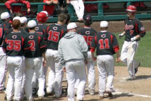 Logan Grindy (7) goes deep for Camas for the second time in two days Saturday, at Cheney Stadium, in Tacoma.