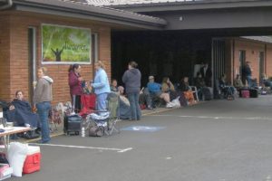 Parents lined up Thursday afternoon to register their children for school at River HomeLink Friday morning. The school will be moved to Brush Prairie, near Battle Ground, in the fall and enrollment will be capped at 200 full-time students.