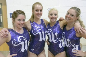 Left to right: Clark County high school gymnasts Dakota McMillan (Union), Jordan Hess (Columbia River), Amy Siebenthaler (Camas) and Amanda Bolton (Camas) represented Team Washington at the National High School Gymnastics Senior Showcase May 20 and 21, at the DiamondHead Beach Resort in Fort Myers, Fla.