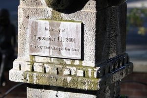 A fountain in downtown Camas includes a plaque in memory of the terrorist attacks of Sept. 11, 2001, "The day that changed our lives." Several local events will commemorate the 10th anniversary.