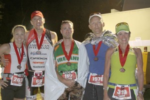 Lacamas Headhunters Lori and Jason Saunders (left), Stephan Shoemaker (center) and his parents John and Suzi Shoemaker (right) finished the 2011 Ironman Canada.