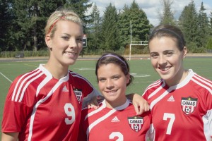 Camas captains Annike Sumpter, Raya Klein and Kailee Esser (left to right) hope to lead the Papermakers back to the final four.