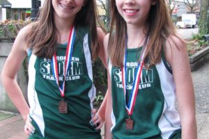 Alexa Efraimson and Alissa Pudlitzke (left to right) represented Camas in the USATF national cross country championships Dec. 11, in Hoover, Ala.