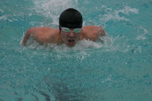 Kevin Li was one of the many Papermakers who propelled the Camas boys swimmers to the district championship Saturday, at Kelso High School.