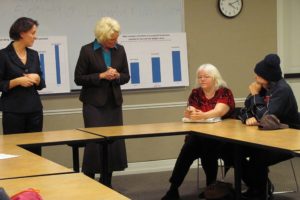 Sen. Ann Rivers, (R-La Center) and incoming Rep. Liz Pike, (R-Camas) listen to constituents' concerns Saturday, at the Camas Public Library. More than 75 people attended the 18th District town hall meeting. Topics included immigration, coal trains, guns in schools and light rail. The state legislative session is scheduled to begin Monday.