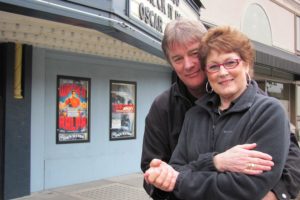 Dave Raynor and Patti Jeannotte are getting a second chance at love after decades away from each other. Here, they pose at the Liberty Theatre, where they often went on dates in high school.