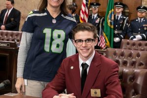 Camas High School junior Jonathan Grall spent Jan. 27 through 31 in Olympia as a page for Sen. Ann Rivers, R-La Center. "I might be interested in running for state senator someday, so this was a great opportunity to learn what government work is like," he said.