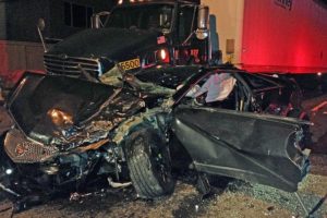 The occupants of a 2012 Cadillac CTS received serious injures after the car crashed into a truck and trailer on Thursday night on Pacific Rim Boulevard in Camas. The driver, Andrew S. Colburn, of Camas, and his passenger, Daniel E. Hubis, of Vancouver were transported to PeaceHealth Southwest Medical Center in Vancouver. According to police, driver impairment and speed were contributing factors in the collision.