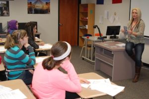 Nail technician and WHS graduate Tina Palmer shares her story with students on Career Day last week. The event, in its second year, included more than 40 area professionals who work in a variety of career fields.