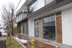 Work on "1887 Main" is almost completed, in downtown Washougal. The two-story structure features retail and office spaces with Main Street frontage, as well as an elevator and private parking lot. A recently signed tenant is hoping to open for business May 1. Additional spaces are available to lease.