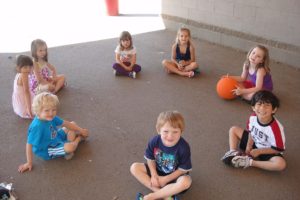 A group of young campers enjoy one of the outdoor activities at a Camas Community Education camp.