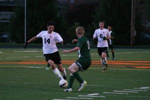 Sam Razumovskiy senses a goal is near for Washougal Friday, at Fishback Stadium. The Panthers beat Woodland 1-0 after losing to Ridgefield 1-0 in double overtime.