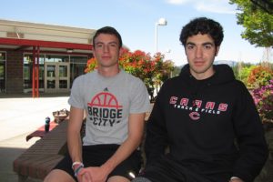 CHS exchange students Francesco Ughi (left) and Gianluca Volpe are organizing a homemade Italian dinner for their senior project. Proceeds will benefit the Community Pregnancy Clinic of Camas-Washougal.