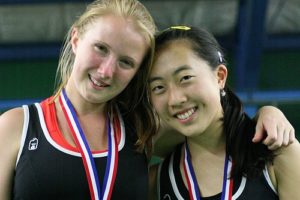 Camas sophomores Jen Lewis (left) and Esther Kwon (right) captured the district doubles championship Saturday.