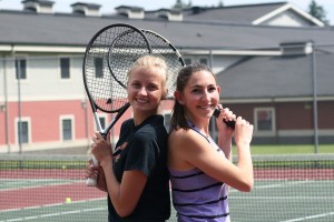 Sami Anderson and Haley Briggs won a 3-hour, 3-set, 33-game scramble for the 2A sub-district doubles championship Saturday, at R.A. Long High School.