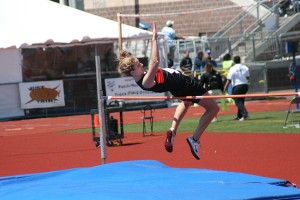 Katie Wright clears the high jump bar set at 5 feet, 3 inches for third place at the 2A state track and field championships Friday, at Mt. Tahoma High School.