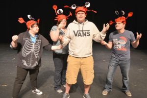 From left, Josh Kirillov, Jakob Dye, Krysia Woods and Megan Curtis were part of a group of WHS student actors who performed an original play for elementary school students.