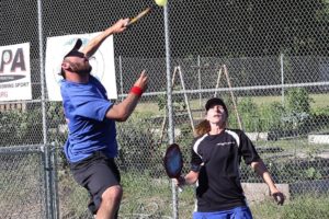 National pickleball champions Wesley Gabrielsen and Christine Barksdale won the Washougal River's Edge 19-and-up age group Saturday, at Hathaway Park.