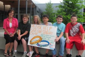 Helen Baller Elementary School teacher Laurie Brown and fifth-graders (from left) Billy Schuldt, Janessa Terry, Edward Kovalenko, Blake Riggs and James delGiudice were instrumental in the effort to raise money to save a special needs sensory camp in Vancouver, attended by school district nurse April Sutherland's son, Liam.