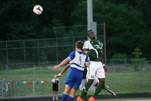 Kharlton Belmar got his head on many soccer balls for the Portland Timbers U-23 men's soccer team Saturday, at Doc Harris Stadium. He also delivered the winning goal in a 2-1 victory.