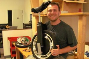 David Martschinske, a 2003 Camas High School graduate, is enjoying promoting the Self Balancing Unicycle. He is co-owner of Focus Designs Inc., with Daniel Wood and Rick Johannessen. They recently opened an office in downtown Camas.