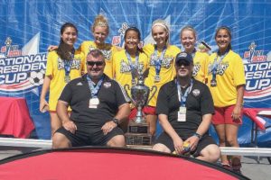 Camas High School seniors Sarah Yang, Maddie Smit, Amanda Shi, Mason Minder, Rylee Mcdonald and Emma Jimenez helped the Washington Timbers 97 Green soccer team win the U-17 Presidents Cup Sunday, at Overland Park, Kansas.