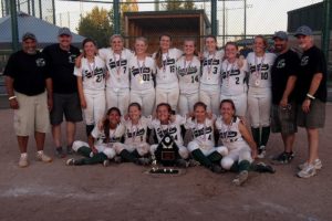 The Something Special softball team clinched the U-16 Washington State ASA championship, in Yakima. Pictured in the front row (left to right): Emma Jimenez, Lena Richards, Jordan Shaw, Jessica Alcomendas and Dalaney Tuholski; back row (left to right): head coach Scott Jimenez, coach Mike Tuholski, Maggie Clapp, Kennedy Suhr, Hayley Dolfay, Katie Powers, Katie Schroeder, Rio Smith, Koratney Speidel, Kari Butler, coach Brian Shaw and coach Jim Schroeder.