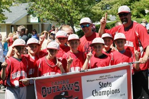 The Camas Outlaws captured the Junior Baseball Organization's Midget American State Championship July 14, in Corvallis, Ore. Players are Nate Adams, AJ Anhorn, Drew Fishburn, Morgan French, Brig Griffin, Chase Howington, Jake LeBlanc, Ty Mairs, Mason Packer, Easton Rheaume, Ethan Tobey and Tyler Willis. Coaches are Tad Mairs, Eric Rheaume and Aaron Howington.