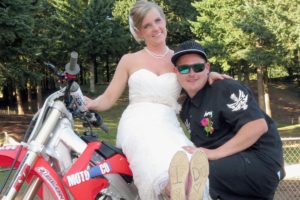 Jamie and Kory Huffman are ready to ride off into the sunset after getting married Saturday, July 28, at Washougal Motocross Park.