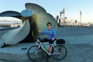 Dorothy Elion gives a thumbs up after a 360 mile ride in 2012 for the National Arthitis Foundation. She is Tom Baltes' sister in law. Her husband Ken, Baltes' brother, suffers from Rheumatoid Arthritis. 