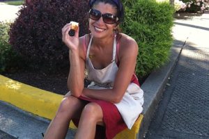 Marilyn Goodman enjoys a treat during the Camas Farmer's Market in 2013. She served as the coordinator until her passing earlier this month.