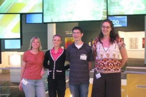 From left, Brianna Abraham, Rachel Fadlovich, Marcus Bintz and Jennifer Dean pose for a photo at the Centers for Disease Control and Prevention  in Atlanta.