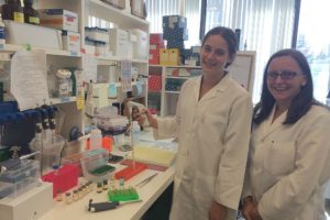 Camas High School senior Sophie Shoemaker was an intern at the Oregon National Primate Research Center at OHSU this summer. Here, she is pictured with mentor Victoria Roberts.