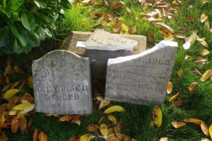 Photo courtesy of the City of Camas
The gravestone of Alexander Stuber, who lived from 1866 to 1908, was the only one that was broken as a result of vandalism at the Camas Cemetery last week. Fourteen other markers were placed back on their pedestals Friday.