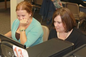 Gause Elementary School teachers Allison Such and Wendy Morrill learned how to create new web pages for their classrooms during a Google sites class.