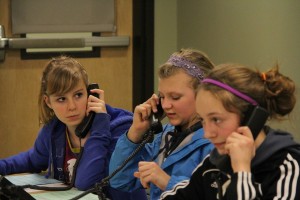 Student volunteers phone patrons in the Camas School District seeking pledges to support the Camas Educational Foundation grant programs.