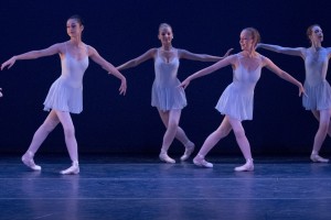 Annie Garcia (far left) and sister Hope Garcia (third from left) perform during a master's workshop at The Portland Ballet in August 2012.