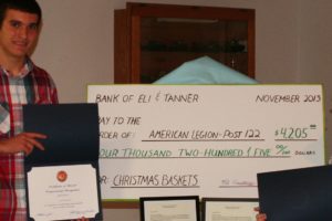 Tanner Howington (left) and Eli Crabtree (right) were honored by the American Legion Cape Horn Post 122 for their substantial donation to its holiday food basket program.