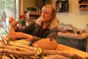 Anna Wiancko-Chasman frequently works in clay, mixed media and found objects to create unique sculptures and assemblages in her home studio along the Washougal River.