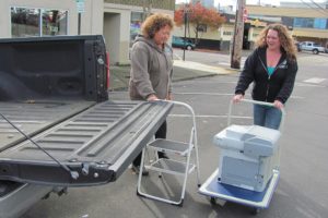 Rachel Treasure and her daughter, Eva Metcalf, recently picked up a printer at Camas Technology Specialists. The duo own E-CycleWise LLC, an electronics recycling company. Treasure and Metcalf work with local residents, organizations and businesses to make sure the donated electronics do not end up in landfills. They also offer complimentary, on-site data destruction for hard drives and other storage devices.