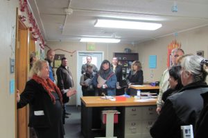 Carol Boyden, principal at Excelsior High School, talks with Washougal residents about the needs of the aging facility during a tour Friday. Excelsior is one of the buildings that will be replaced with a new facility if a bond is passed this February.