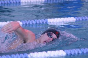 Kasey Calwell helped the Camas boys swimming team win the 200 medley and the 400 freestyle relay races Wednesday, at the Grass Valley Aquatic Center. He also finished first in the individual 200 and 400 freestyle events.