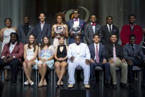 (Susan Goldman/Contributed). Camas High School senior Alexa Efraimson (seated in the front row, second from left) joined other top athletes from around the United States Tuesday night, at the Gatorade Athlete of the Year awards ceremony, in Los Angeles. She was one of the six finalists for the Gatorade Female High School Athlete of the Year honor. The award went to Brianna Turner, of Manvel, Texas, while the male honor was presented to Karl Towns, from Metuchen, N.J. Both honorees are basketball players. All of the Athlete of the Year nominees will walk the ESPYS red carpet tonight and be featured as special guests during the ESPYS awards Show. It will air live on ESPN at 6 p.m. (Pacific Daylight Time). Efraimson won the USA Junior Track and Field 1,500-meter championship July 6, in Eugene, Ore. The victory helped Efraimson qualify for the IAAF Junior World Championships July 22 to 27, also in Eugene.