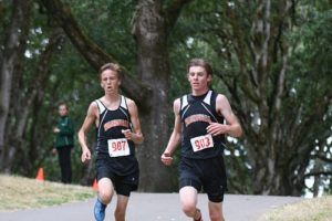 Washougal runners Sean Eustis (right) and Isaac Stinchfield (left) finished in fourth- and sixth-place at the Saxon Invitational Saturday, in Salem, Ore.